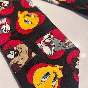 Warner Bros. Looney Tunes Tie with Red and Black Design